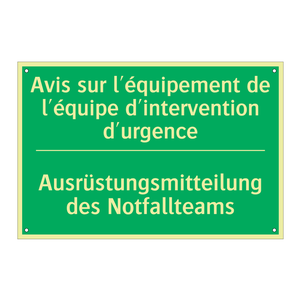 Ausrüstungsmitteilung des Notfallteams /.../ - Avis sur l'équipement de l'équipe /.../