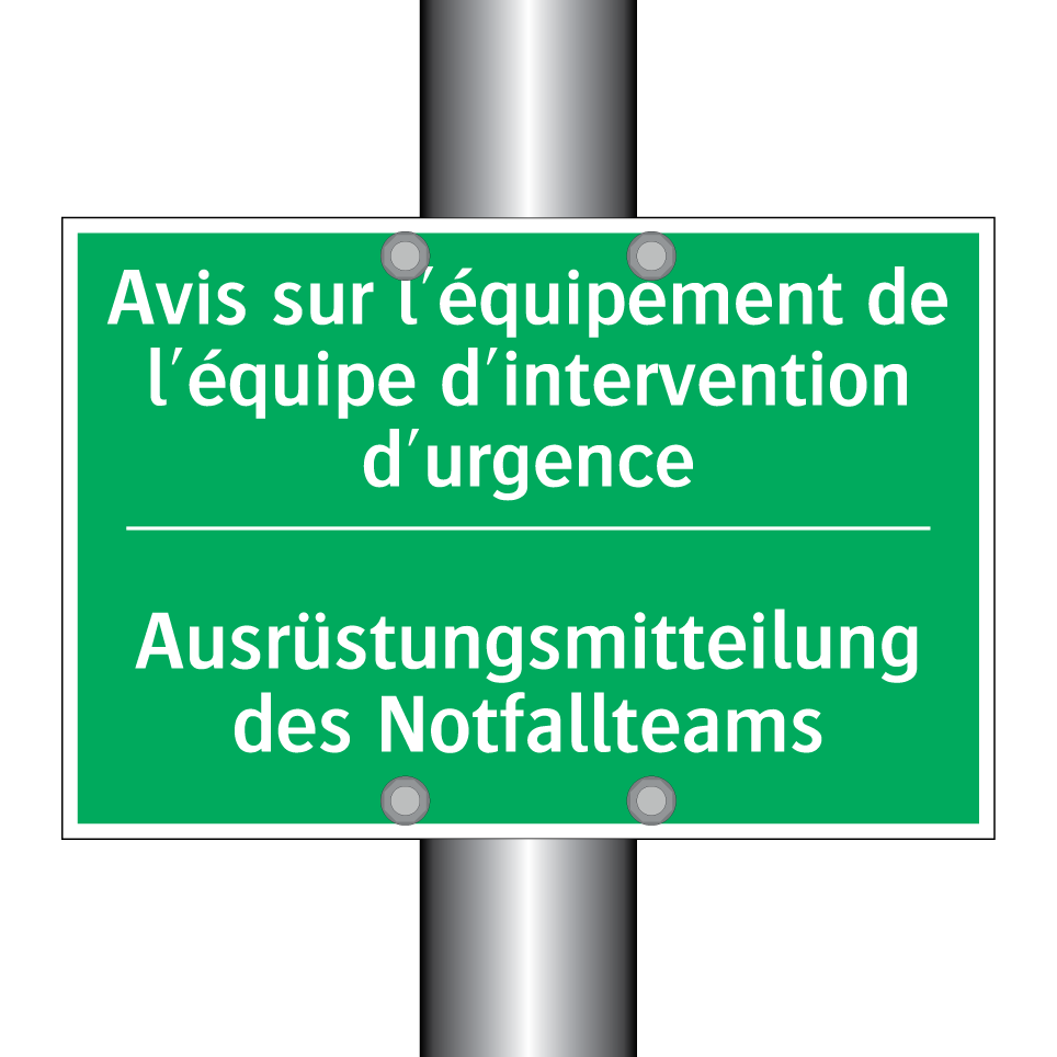 Ausrüstungsmitteilung des Notfallteams /.../ - Avis sur l'équipement de l'équipe /.../