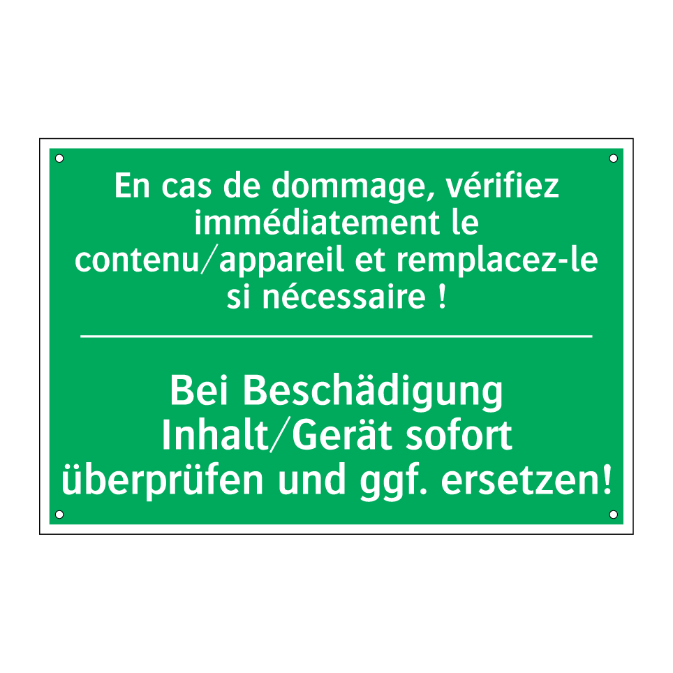 Bei Beschädigung Inhalt/Gerät /.../ - En cas de dommage, vérifiez immédiatement /.../