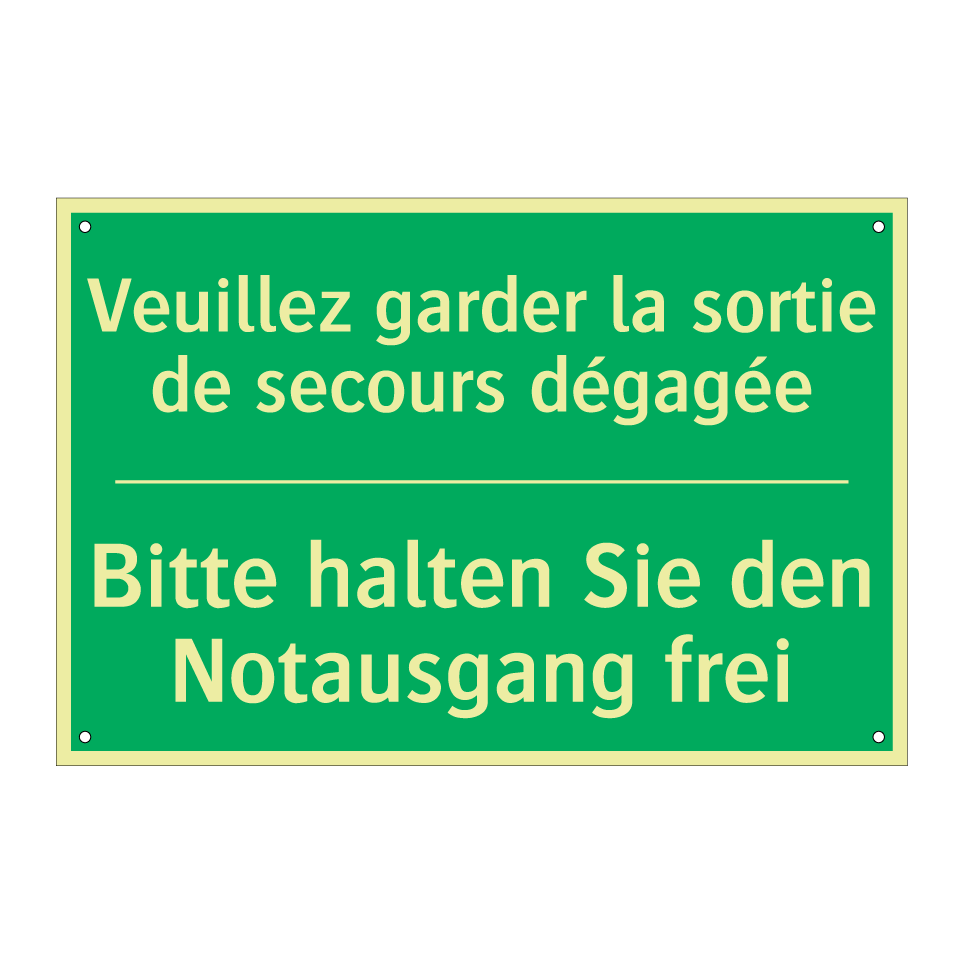 Bitte halten Sie den Notausgang /.../ - Veuillez garder la sortie de secours /.../