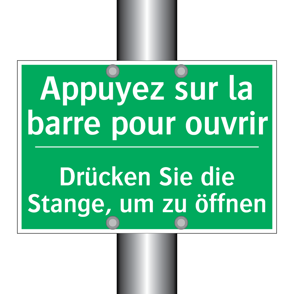 Drücken Sie die Stange, um zu /.../ - Appuyez sur la barre pour ouvrir /.../