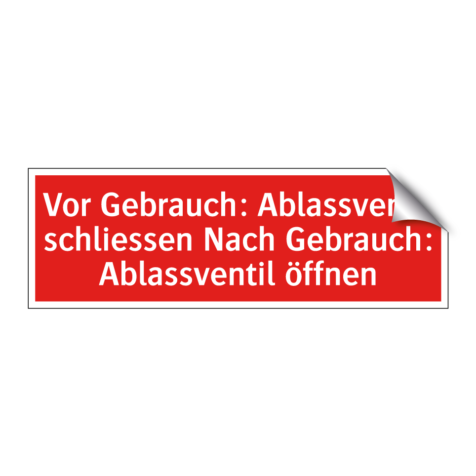 Vor Gebrauch: Ablassventil schliessen Nach Gebrauch: Ablassventil öffnen