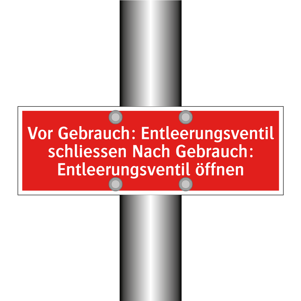 Vor Gebrauch: Entleerungsventil schliessen Nach Gebrauch: Entleerungsventil öffnen