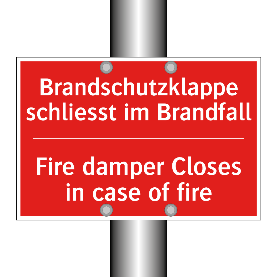 Brandschutzklappe schliesst im /.../ - Fire damper Closes in case of /.../