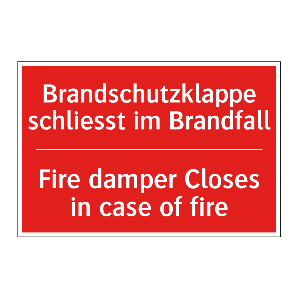 Brandschutzklappe schliesst im /.../ - Fire damper Closes in case of /.../