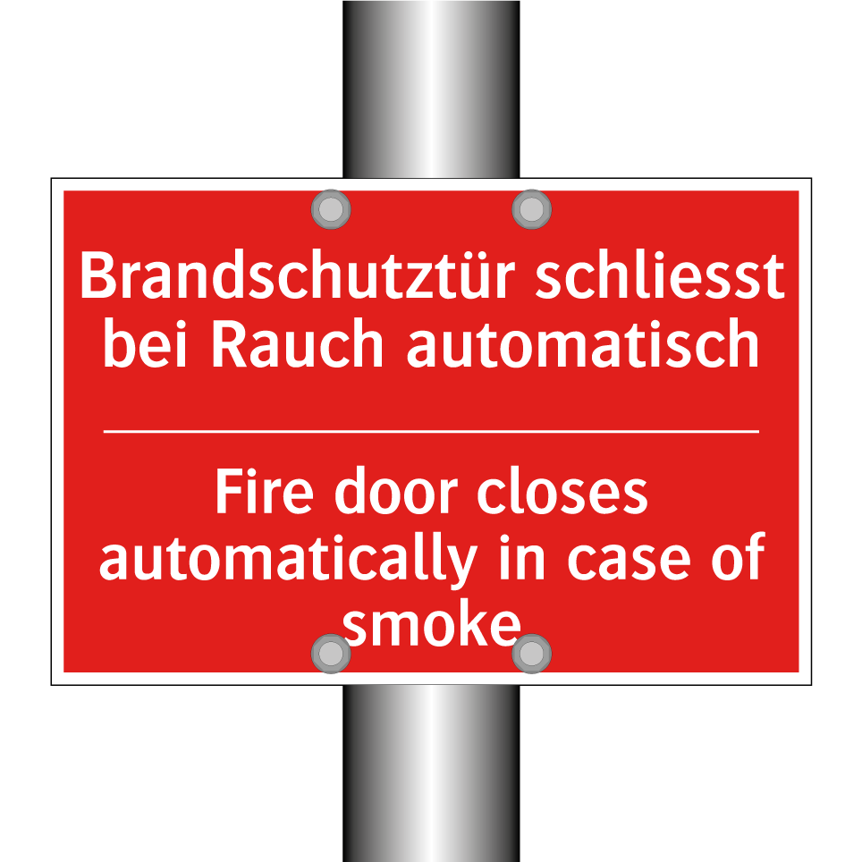 Brandschutztür schliesst bei Rauch /.../ - Fire door closes automatically /.../