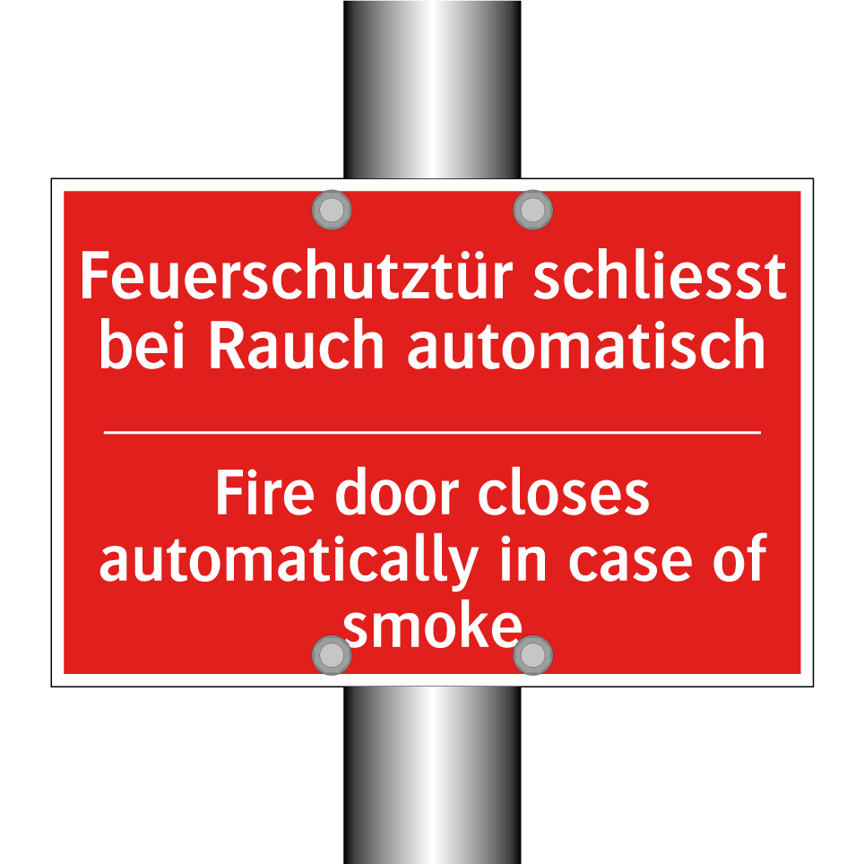 Brandschutztür schliesst bei Rauch /.../ - Fire door closes automatically /.../