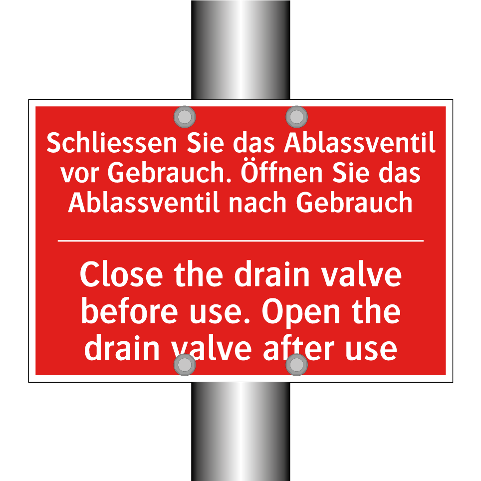 Schliessen Sie das Ablassventil /.../ - Close the drain valve before use. /.../