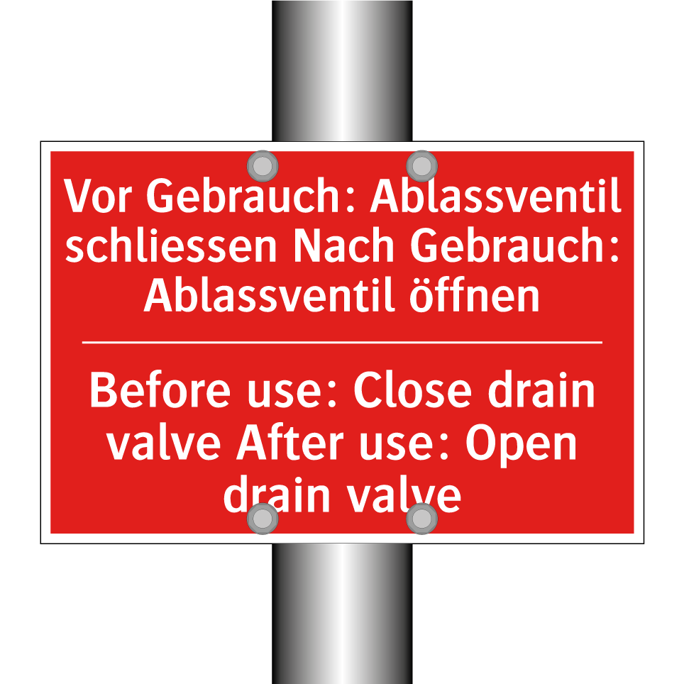 Vor Gebrauch: Ablassventil schliessen /.../ - Before use: Close drain valve /.../