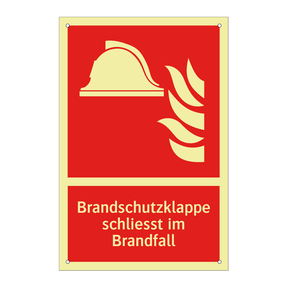 Brandschutzklappe schliesst im Brandfall