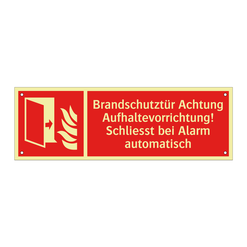 Brandschutztür Achtung Aufhaltevorrichtung! Schliesst bei Alarm automatisch