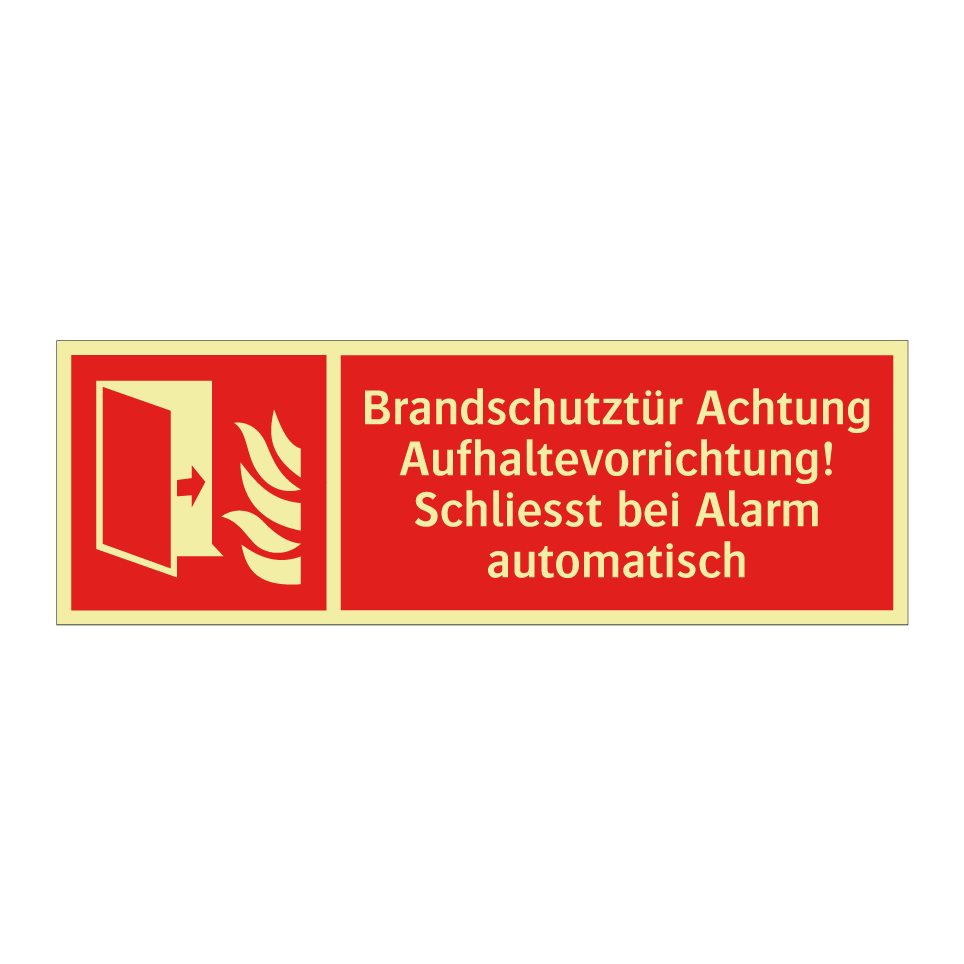 Brandschutztür Achtung Aufhaltevorrichtung! Schliesst bei Alarm automatisch