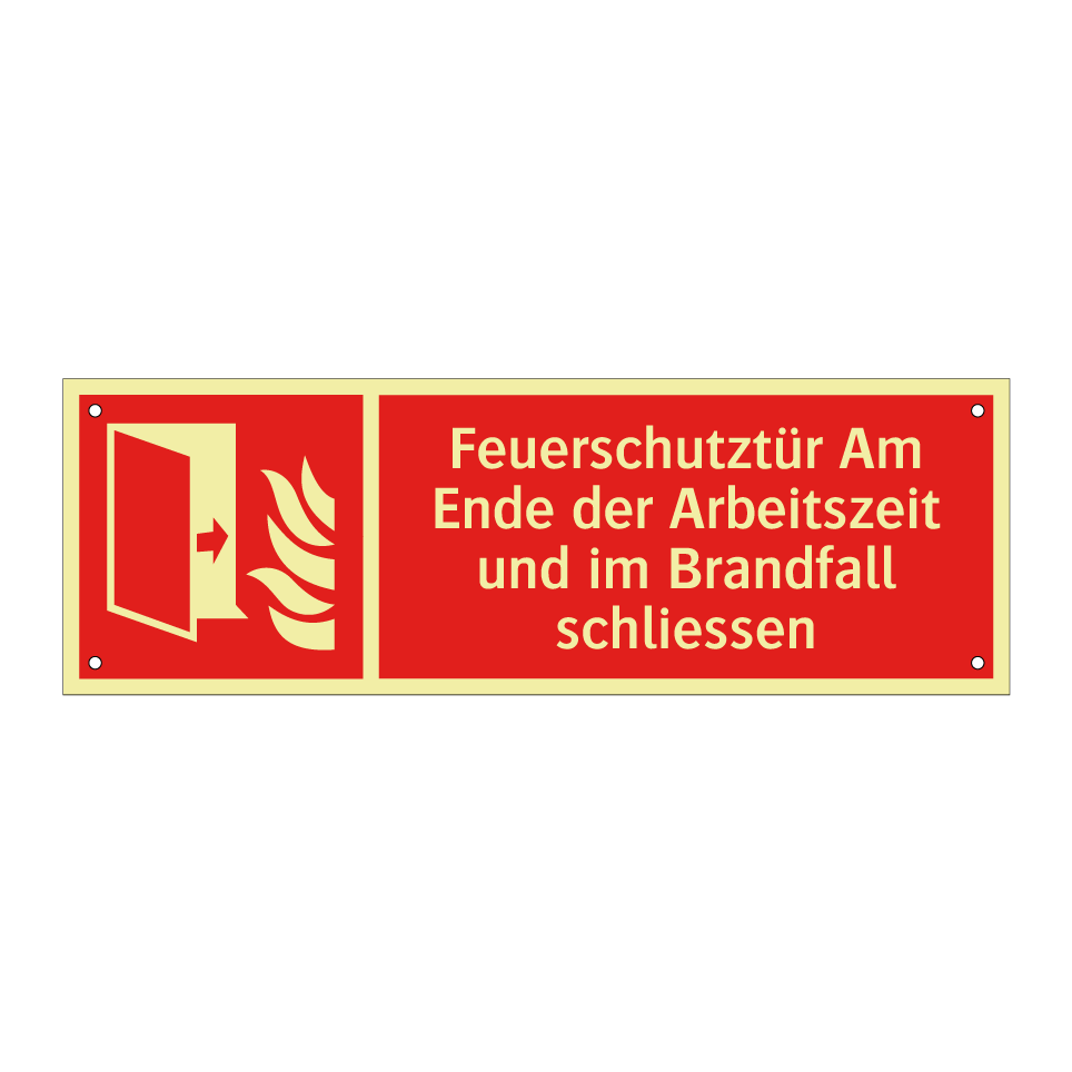 Feuerschutztür Am Ende der Arbeitszeit und im Brandfall schliessen
