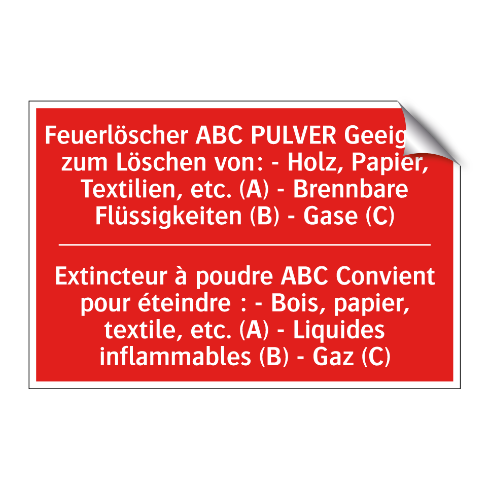 Feuerlöscher ABC PULVER Geeignet /.../ - Extincteur à poudre ABC Convient /.../