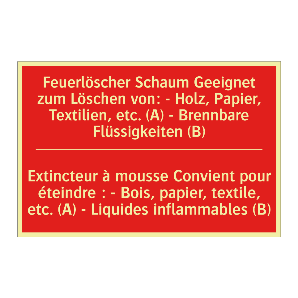 Feuerlöscher Schaum Geeignet zum /.../ - Extincteur à mousse Convient pour /.../