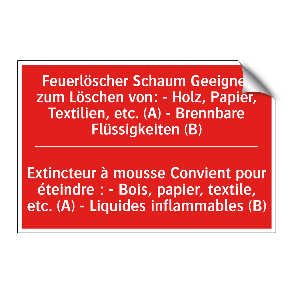 Feuerlöscher Schaum Geeignet zum /.../ - Extincteur à mousse Convient pour /.../