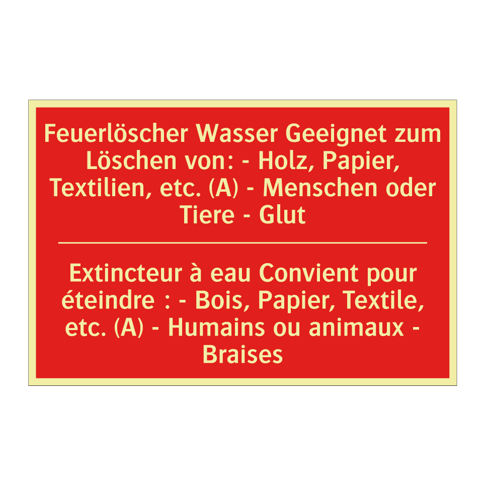 Feuerlöscher Wasser Geeignet zum /.../ - Extincteur à eau Convient pour /.../