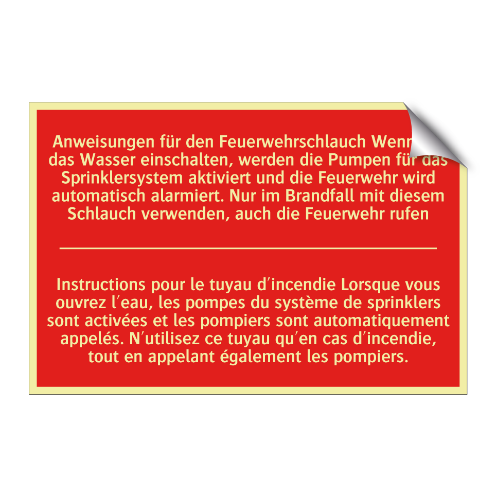 Anweisungen für den Feuerwehrschlauch /.../ - Instructions pour le tuyau d'incendie /.../