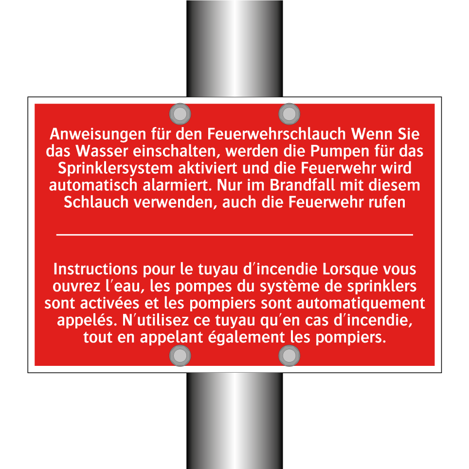 Anweisungen für den Feuerwehrschlauch /.../ - Instructions pour le tuyau d'incendie /.../