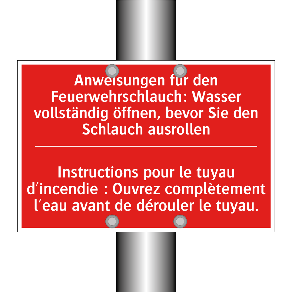 Anweisungen für den Feuerwehrschlauch: /.../ - Instructions pour le tuyau d'incendie /.../