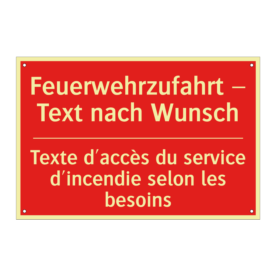 Feuerwehrzufahrt – Text nach Wunsch /.../ - Texte d'accès du service d'incendie /.../