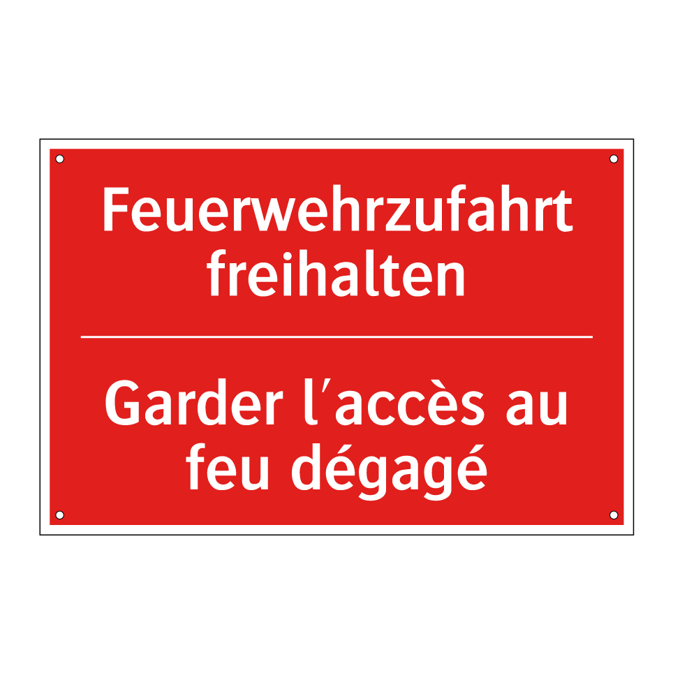 Feuerwehrzufahrt freihalten - Garder l'accès au feu dégagé