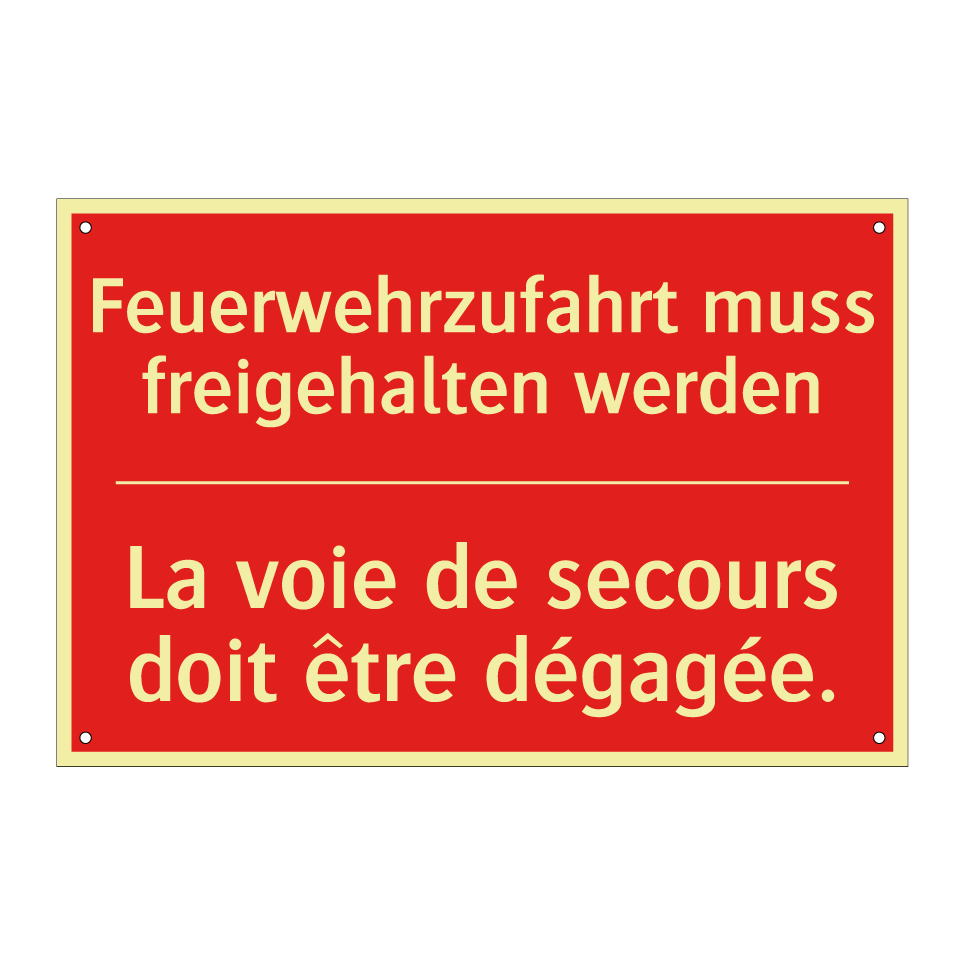 Feuerwehrzufahrt muss freigehalten /.../ - La voie de secours doit être dégagée. /.../