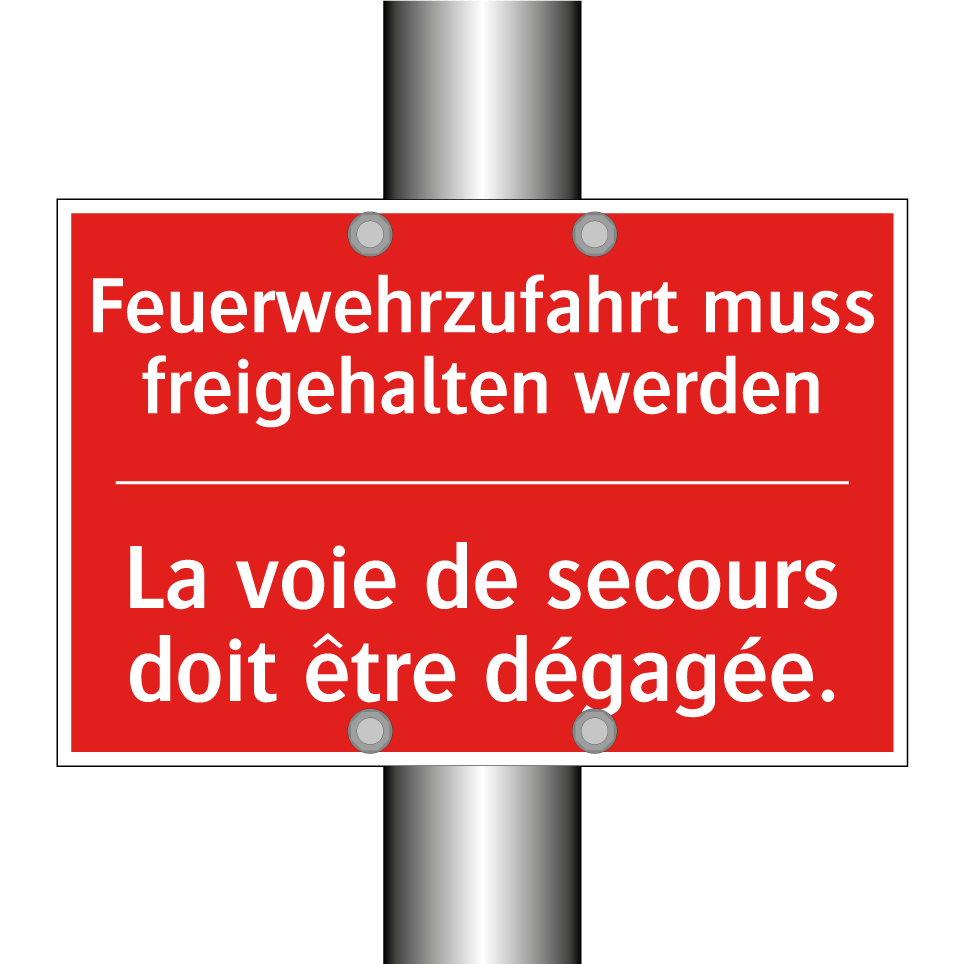 Feuerwehrzufahrt muss freigehalten /.../ - La voie de secours doit être dégagée. /.../