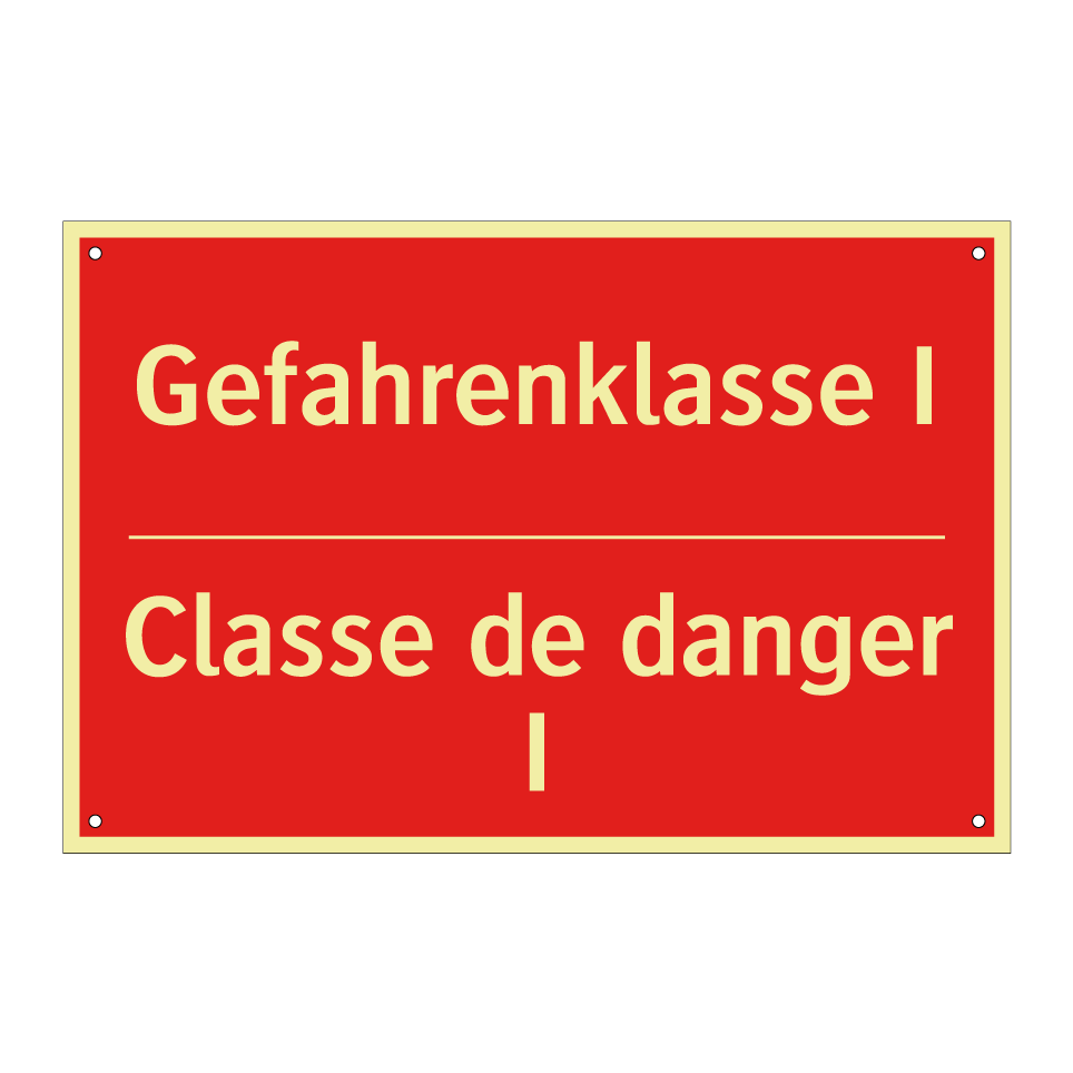 Gefahrenklasse I - Classe de danger I