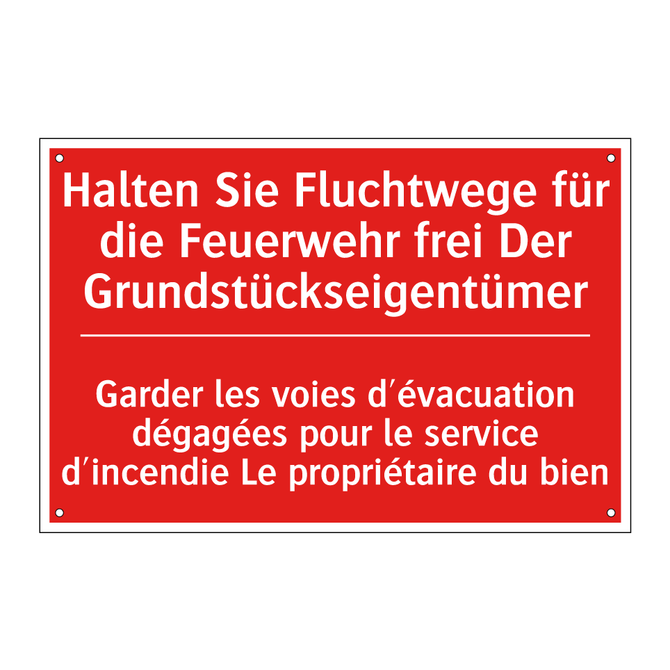 Halten Sie Fluchtwege für die /.../ - Garder les voies d'évacuation /.../