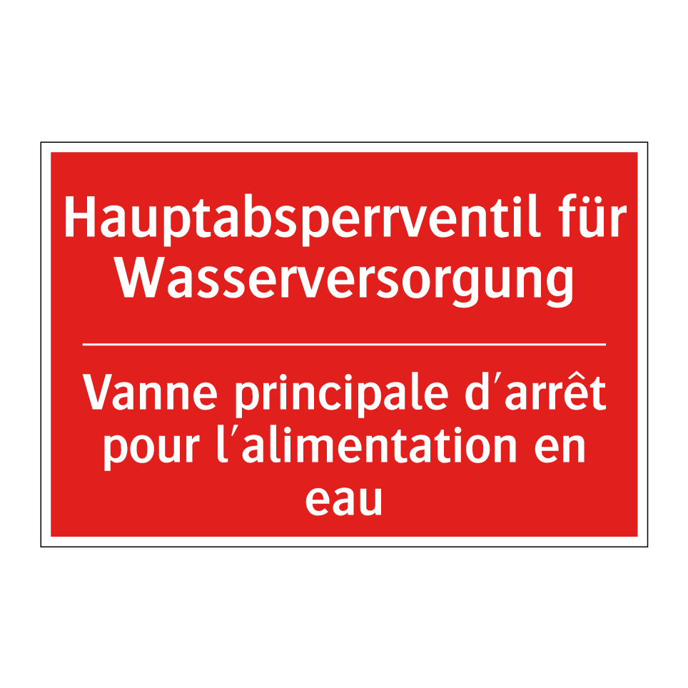 Hauptabsperrventil für Wasserversorgung /.../ - Vanne principale d'arrêt pour /.../