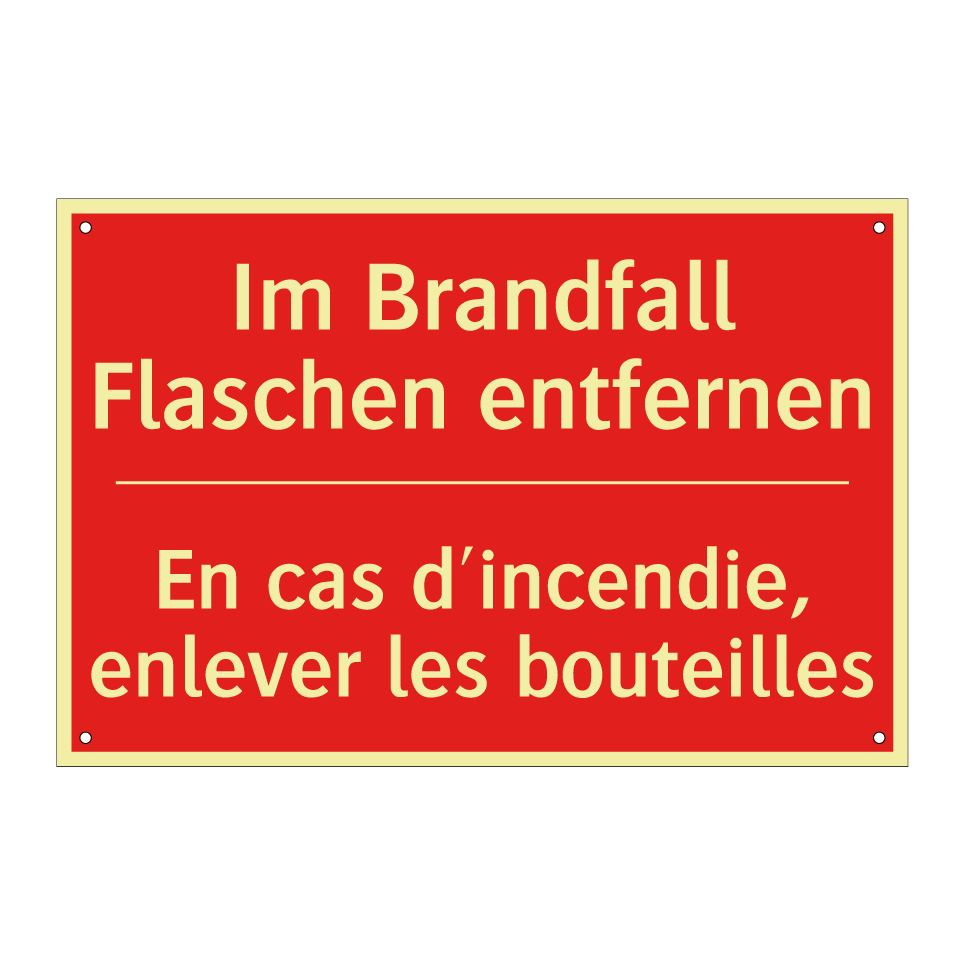 Im Brandfall Flaschen entfernen /.../ - En cas d'incendie, enlever les /.../