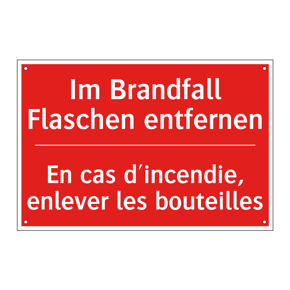Im Brandfall Flaschen entfernen /.../ - En cas d'incendie, enlever les /.../