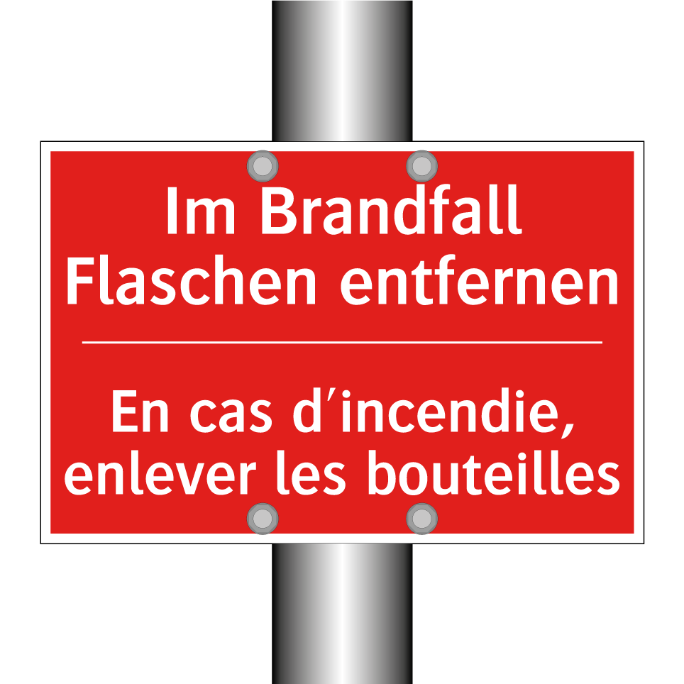 Im Brandfall Flaschen entfernen /.../ - En cas d'incendie, enlever les /.../