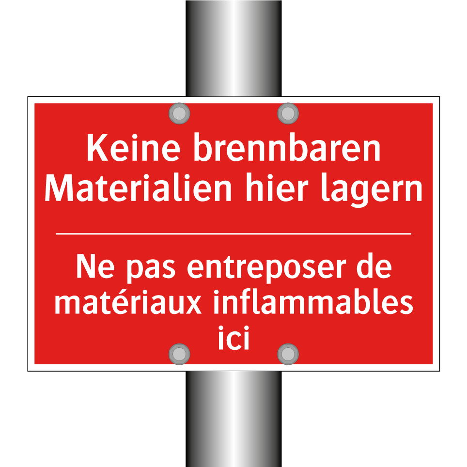 Keine brennbaren Materialien hier /.../ - Ne pas entreposer de matériaux /.../