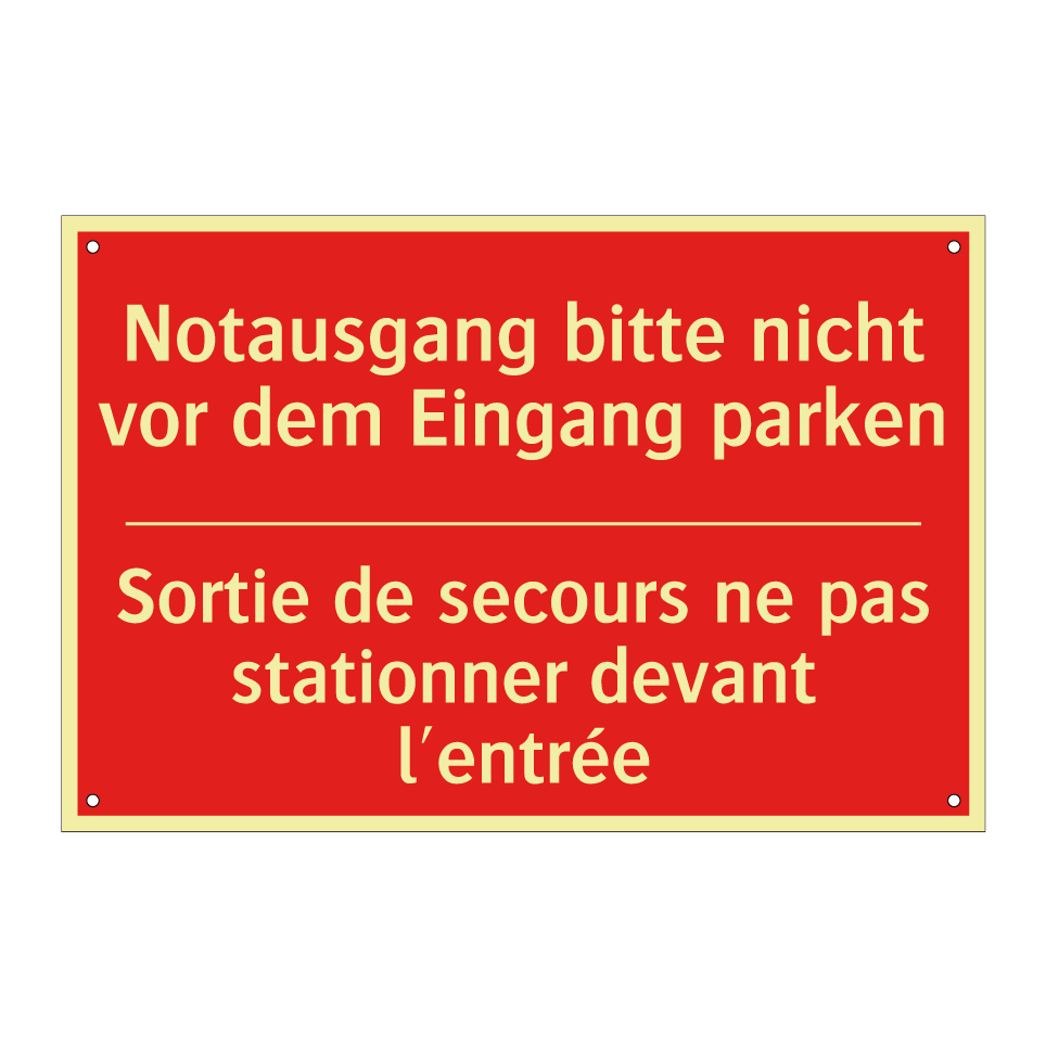 Notausgang bitte nicht vor dem /.../ - Sortie de secours ne pas stationner /.../