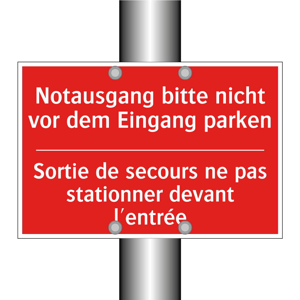 Notausgang bitte nicht vor dem /.../ - Sortie de secours ne pas stationner /.../