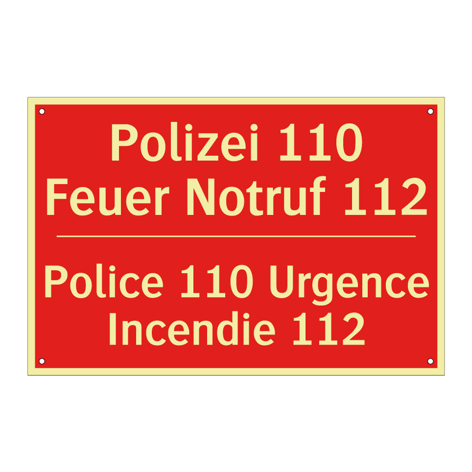 Polizei 110 Feuer Notruf 112 - Police 110 Urgence Incendie 112 /.../