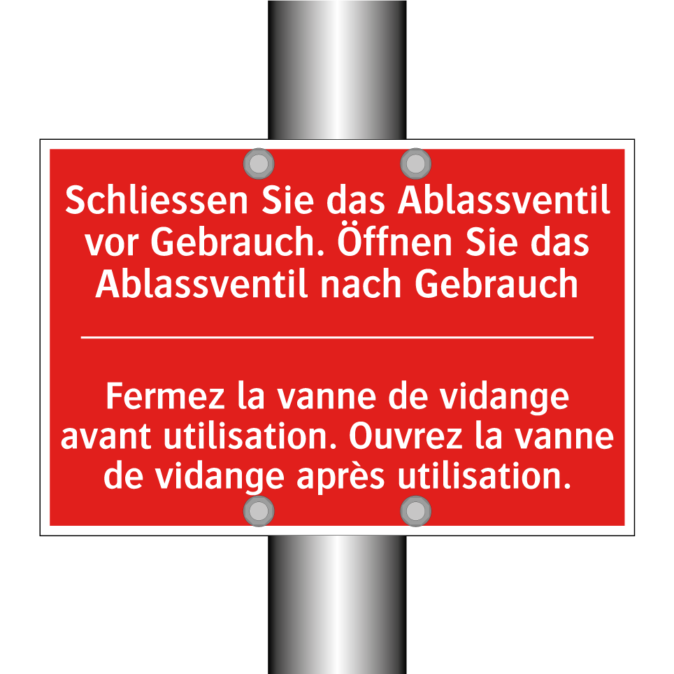 Schließen Sie das Ablassventil /.../ - Fermez la vanne de vidange avant /.../