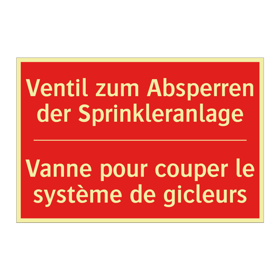 Ventil zum Absperren der Sprinkleranlage /.../ - Vanne pour couper le système de /.../