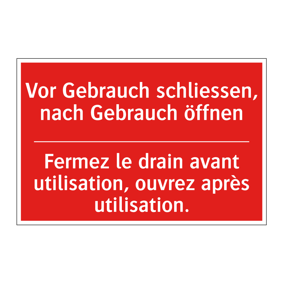 Vor Gebrauch schließen, nach Gebrauch /.../ - Fermez le drain avant utilisation, /.../