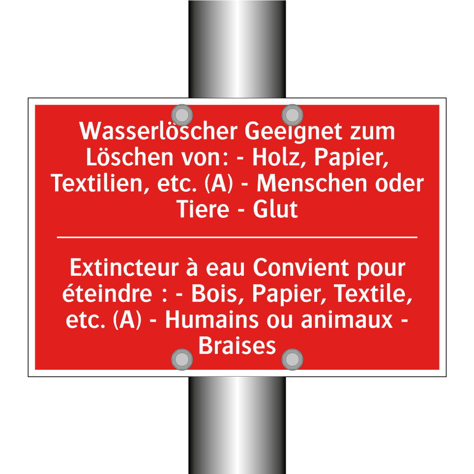 Wasserlöscher Geeignet zum Löschen /.../ - Extincteur à eau Convient pour /.../