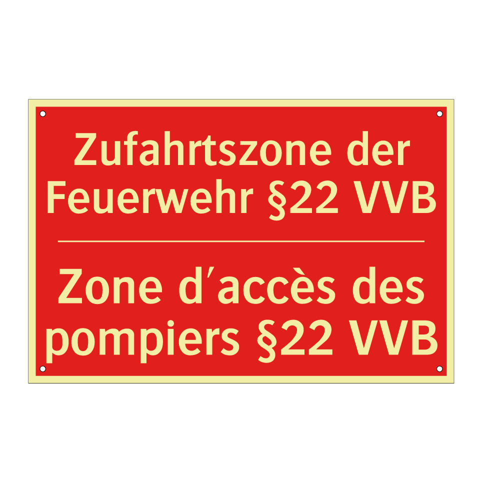 Zufahrtszone der Feuerwehr §22 /.../ - Zone d'accès des pompiers §22 /.../