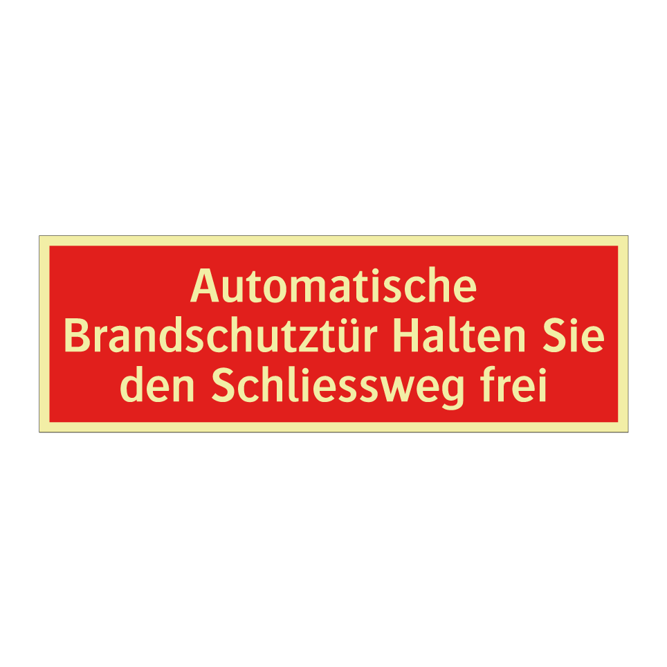 Automatische Brandschutztür Halten Sie den Schliessweg frei