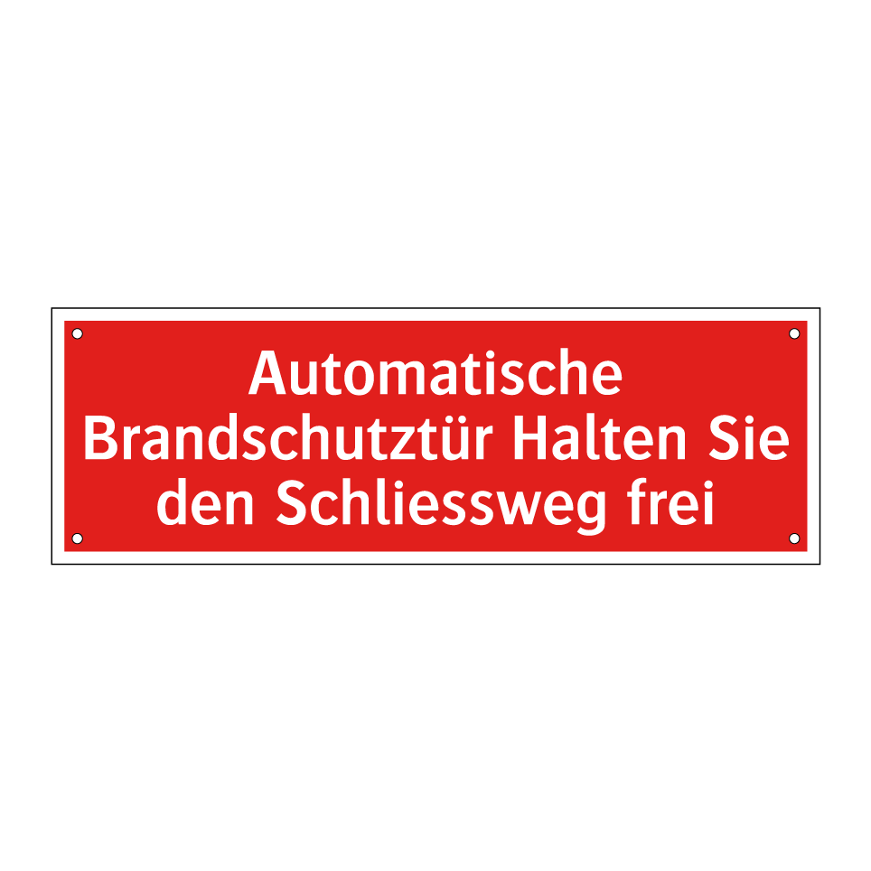 Automatische Brandschutztür Halten Sie den Schliessweg frei