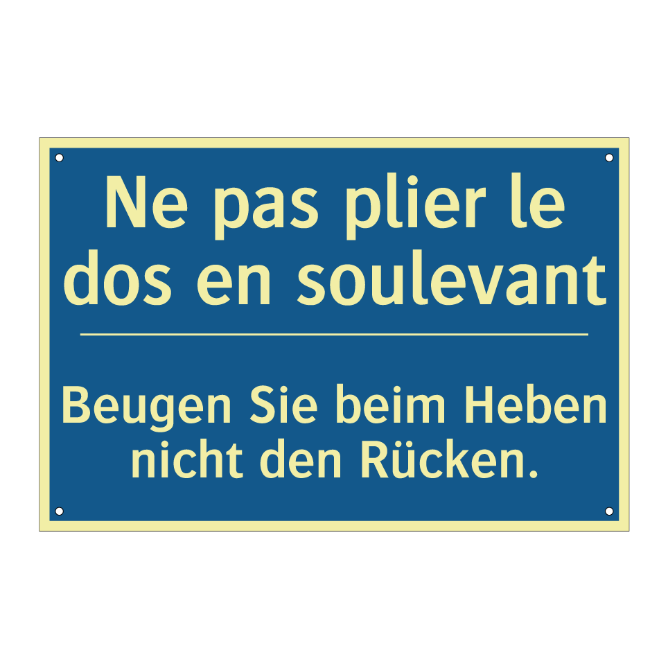 Beugen Sie beim Heben nicht den /.../ - Ne pas plier le dos en soulevant /.../