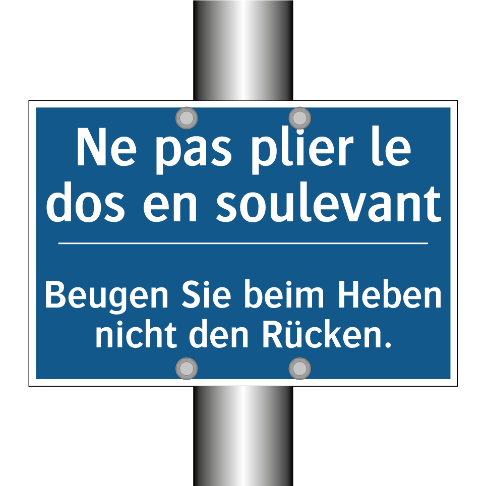 Beugen Sie beim Heben nicht den /.../ - Ne pas plier le dos en soulevant /.../
