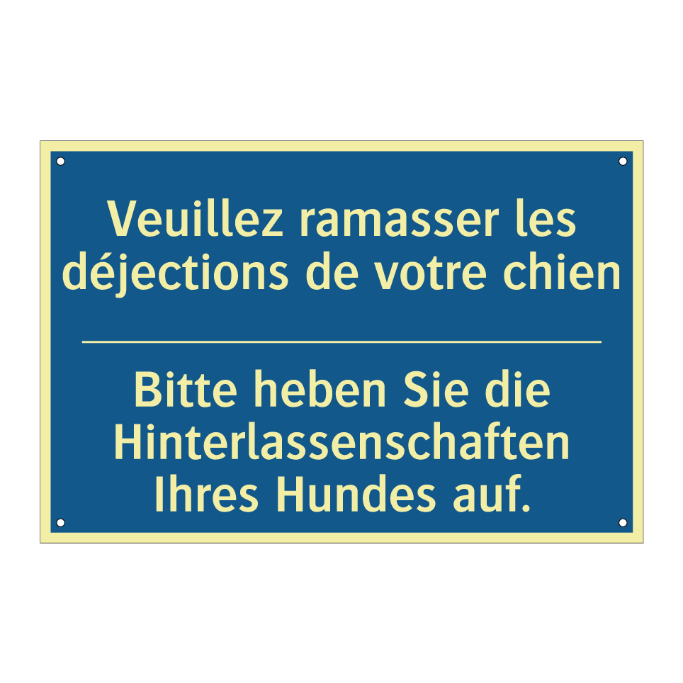 Bitte heben Sie die Hinterlassenschaften /.../ - Veuillez ramasser les déjections /.../
