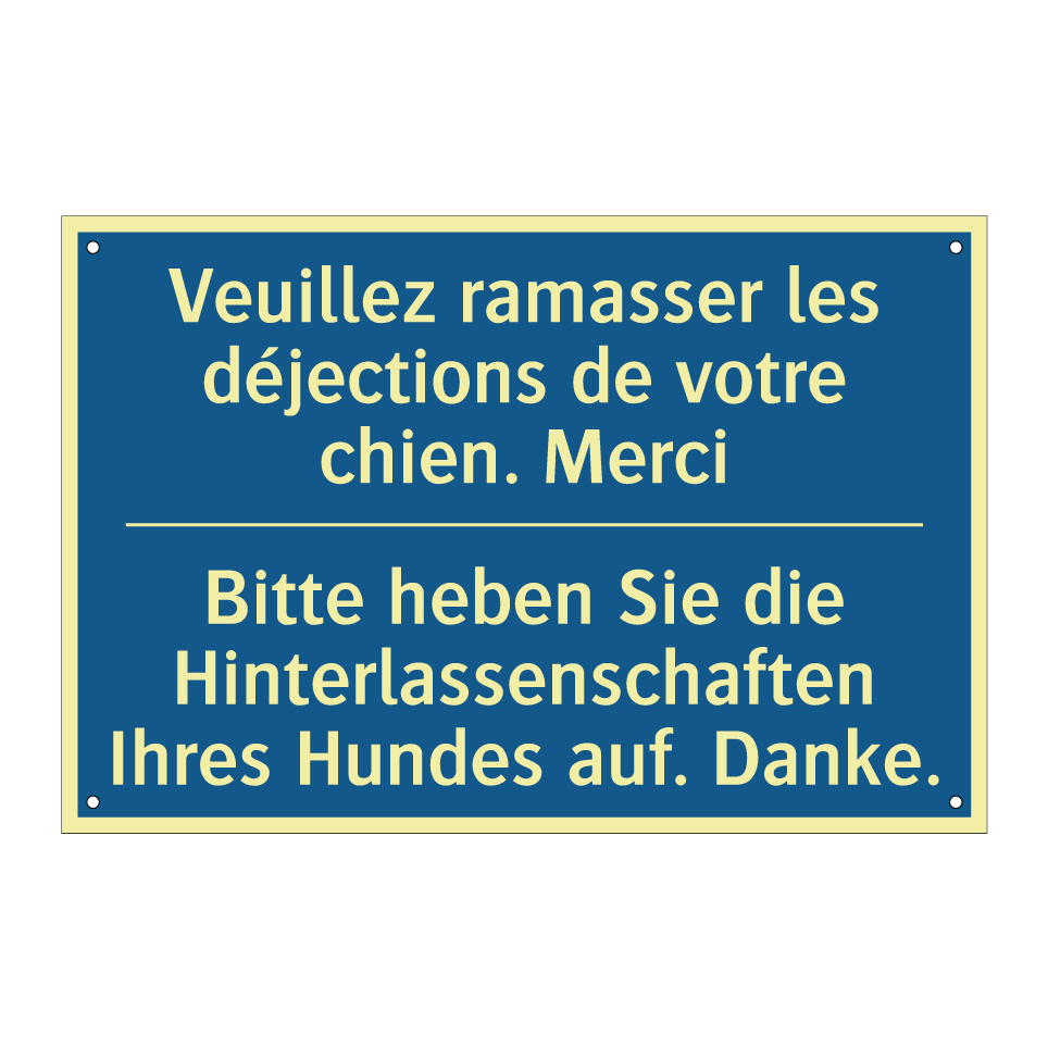 Bitte heben Sie die Hinterlassenschaften /.../ - Veuillez ramasser les déjections /.../