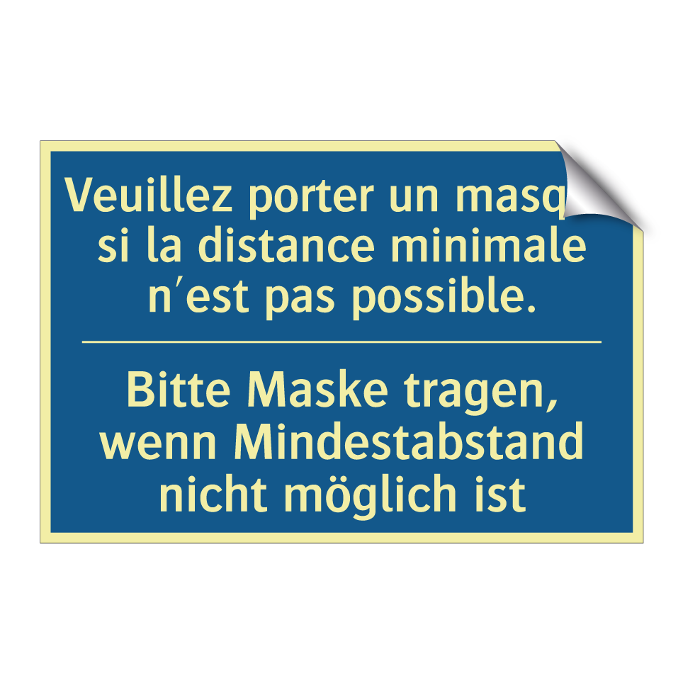 Bitte Maske tragen, wenn Mindestabstand /.../ - Veuillez porter un masque si la /.../